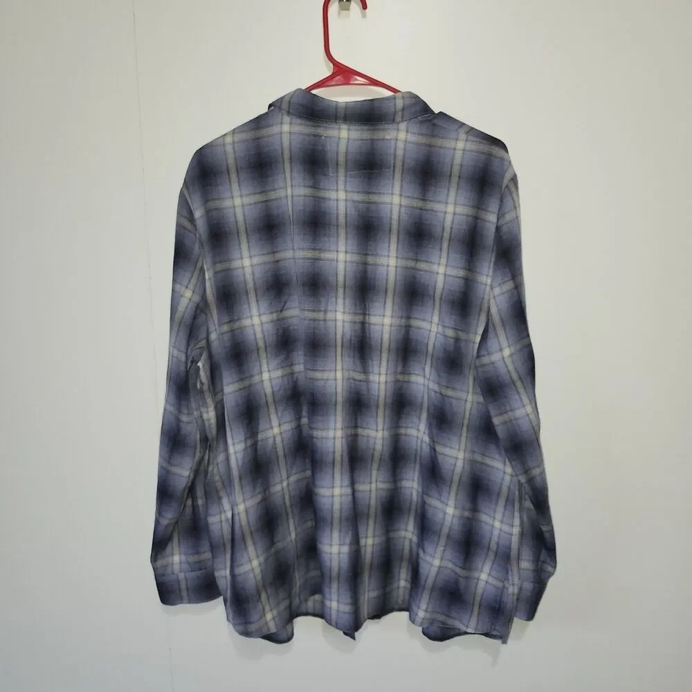 Comfort Outfitters Men's 2XL Blue Plaid Button-Up Shirt 100% Cotton Casual Work - Picture 4 of 4